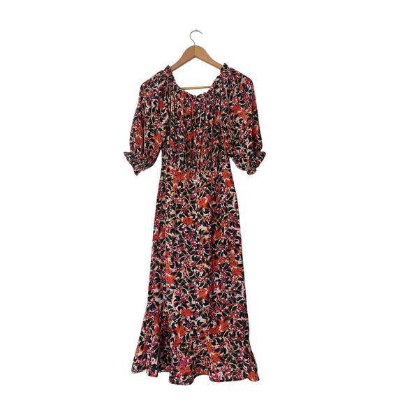 NWOT Saloni Floral Grace Silk Midi Dress Size 6 - Picture 5 of 7